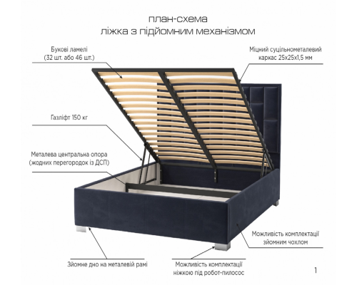 Кровать Ника с подъемным механизмом, без матраса
