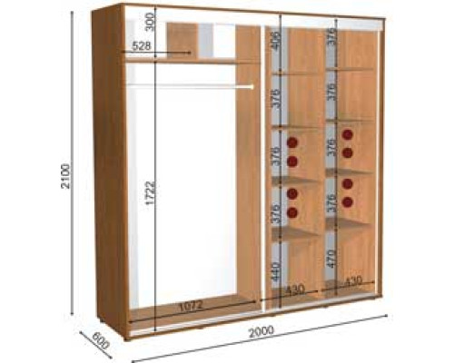 ШКАФ-КУПЕ ШК-12/2100 210Х60Х210