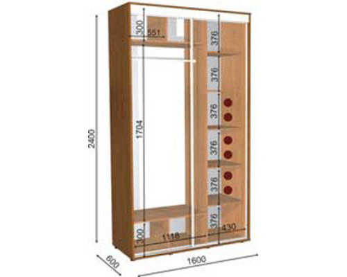 ШКАФ-КУПЕ ШК-6/2400 150Х60Х240